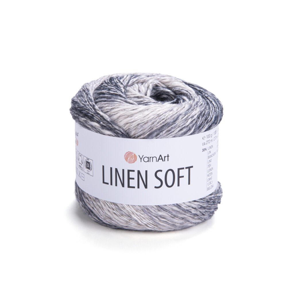 Włóczka YarnArt Linen Soft 7406 Szary Mix