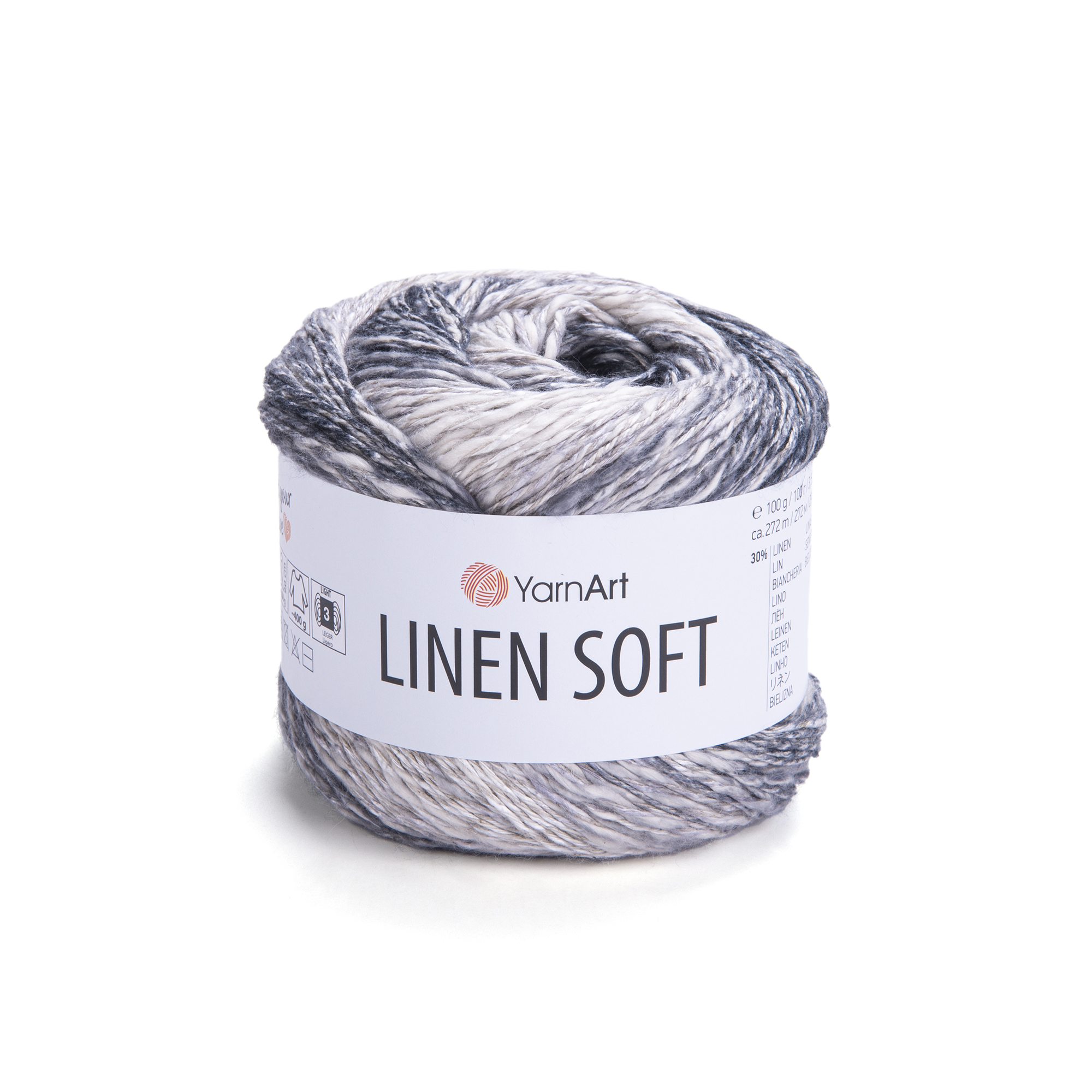 Włóczka YarnArt Linen Soft 7406 Szary Mix