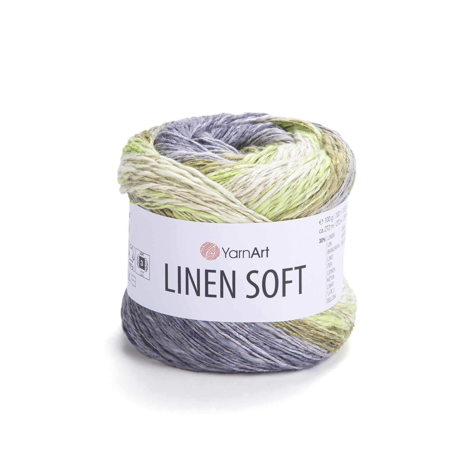 Włóczka YarnArt Linen Soft 7414 Szaro-Zielony