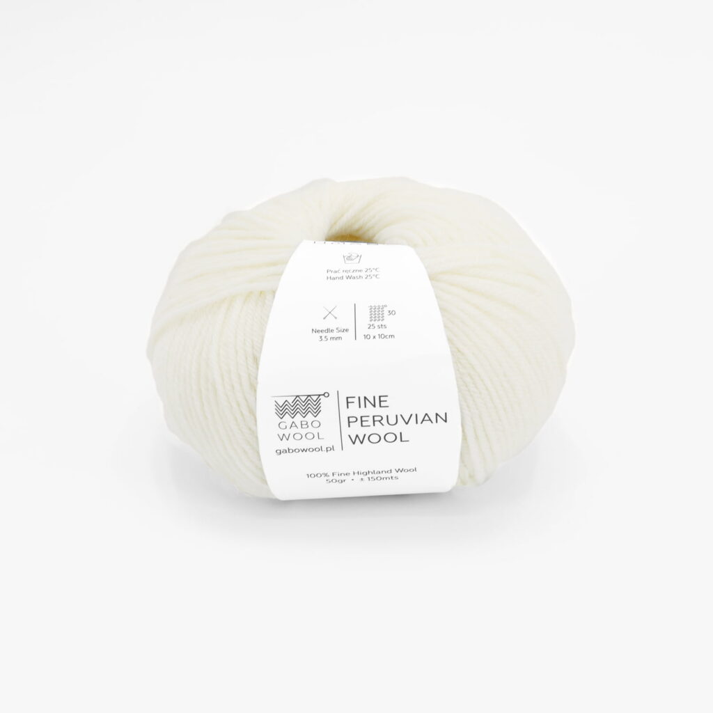 Włóczka Gabo Wool Fine Peruvian Wool 8873 Naturalna Biel