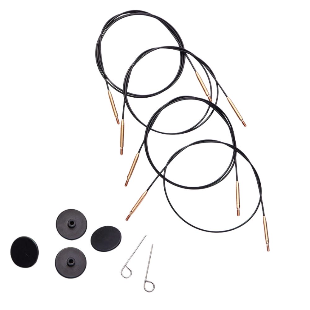 Żyłka Obrotowa 60cm Złote Końcówki KnitPro Black 10573