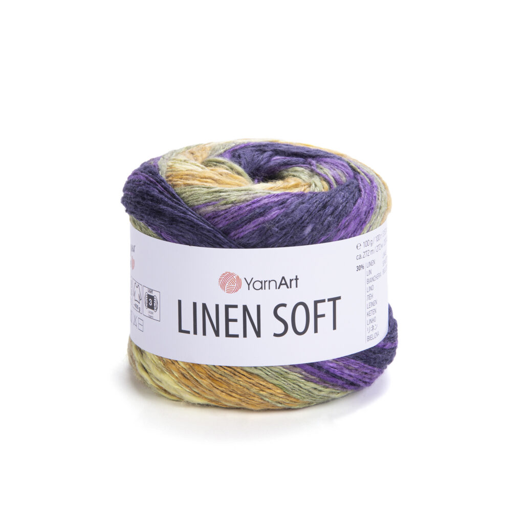Włóczka YarnArt Linen Soft 7410 Fioletowo-Żółty