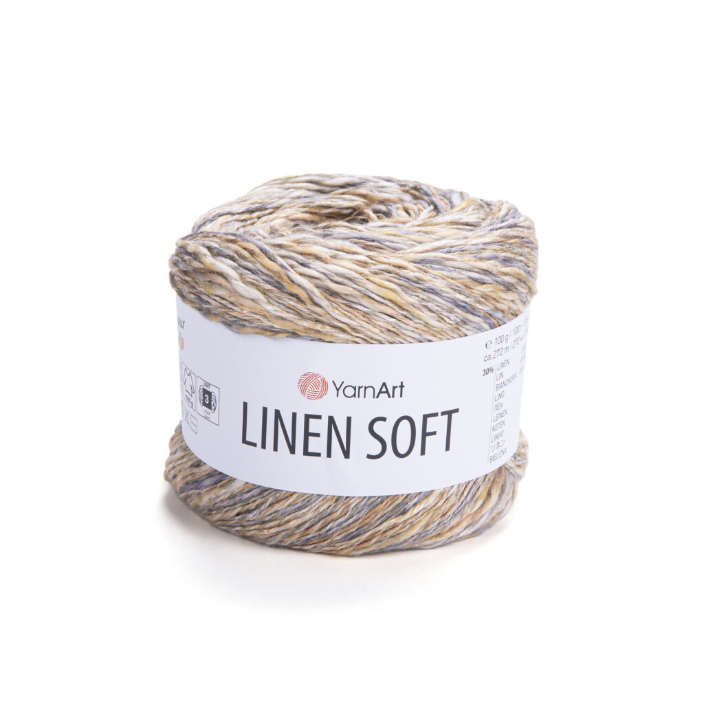 Włóczka YarnArt Linen Soft 7407 Szarobeżowy Mix