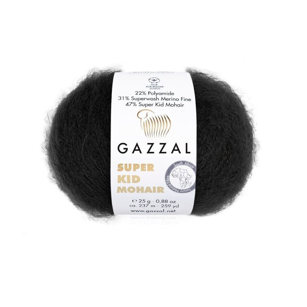 Włóczka Gazzal Super Kid Mohair 64409 Czarny