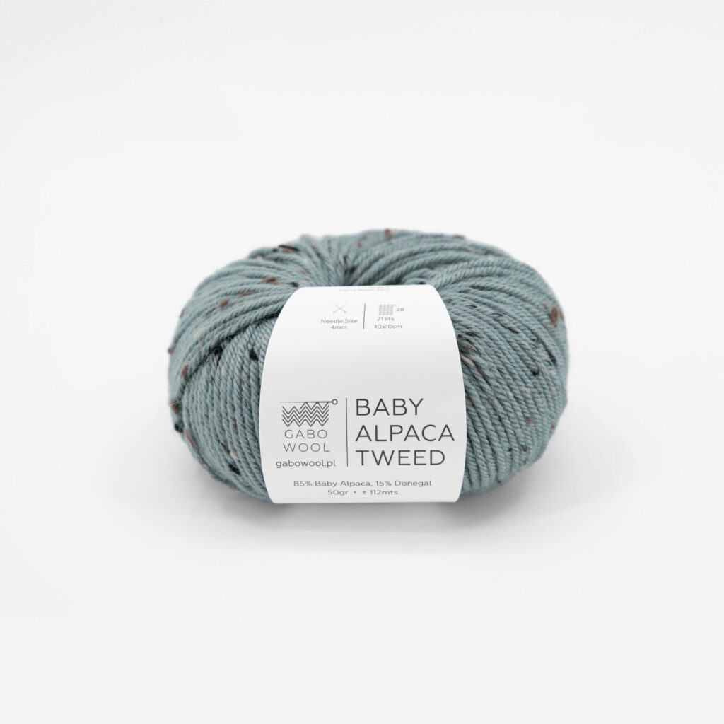 Włóczka Gabo Wool Baby Alpaca Tweed T1892 Eukaliptus