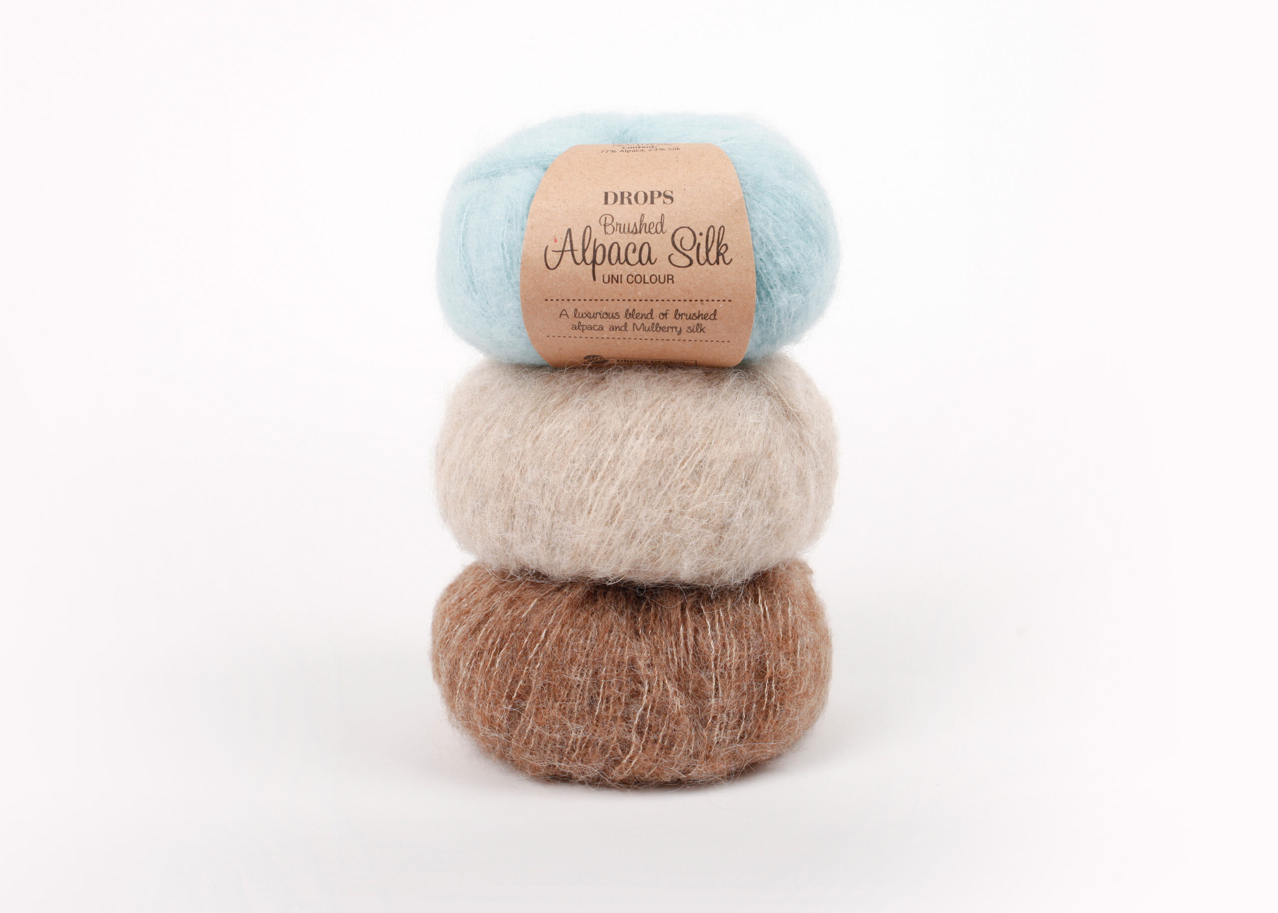 Włóczka Drops Brushed Alpaca Silk 01 Ecru - obrazek 2