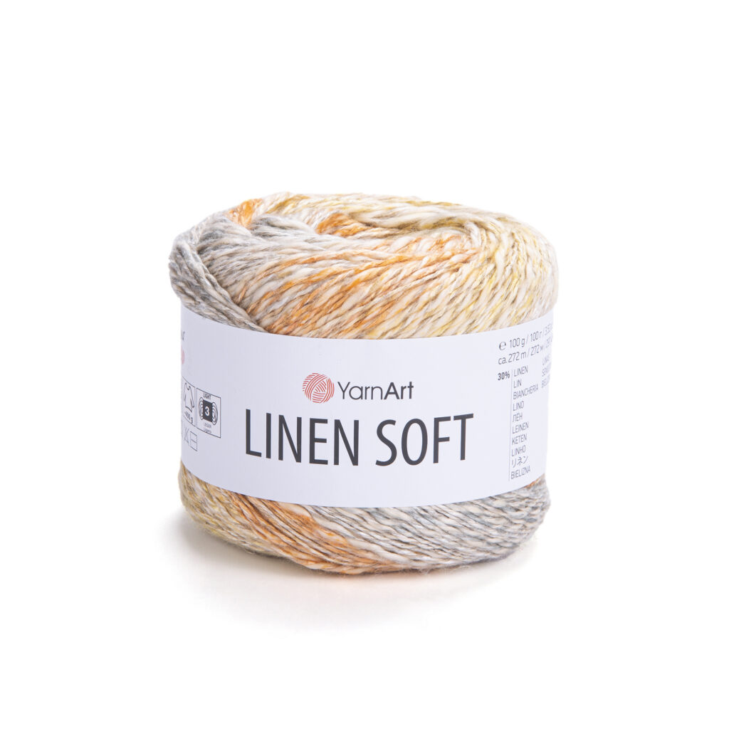 Włóczka YarnArt Linen Soft 7403 Pomarańczowo-Szary Mix