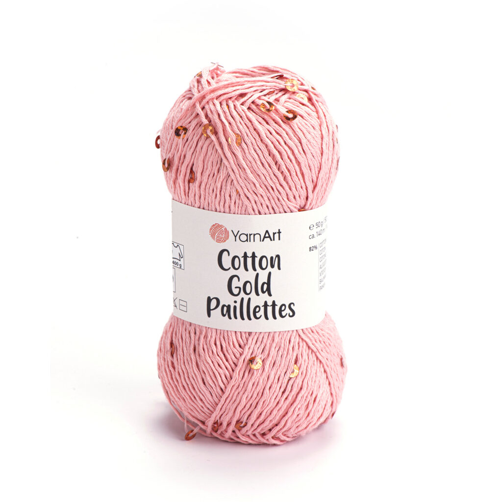 Włóczka YarnArt Cotton Gold Paillettes 7108 Róż