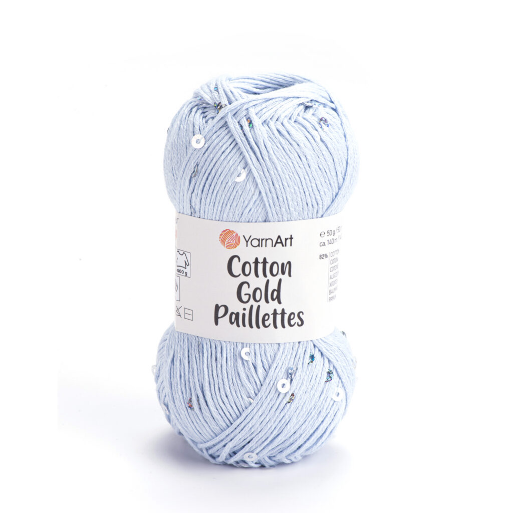 Włóczka YarnArt Cotton Gold Paillettes 7109 Błękit