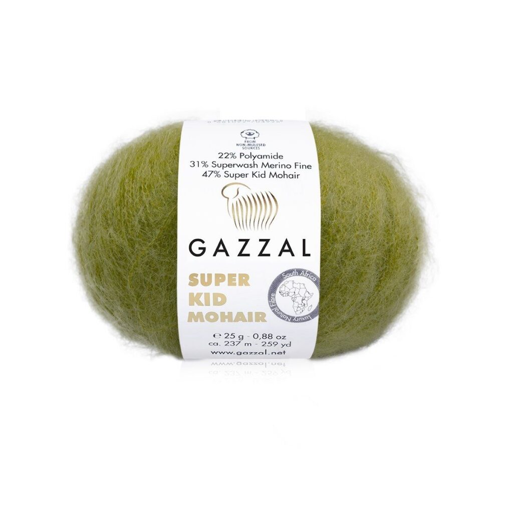 Włóczka Gazzal Super Kid Mohair 64422 Jasna Oliwka