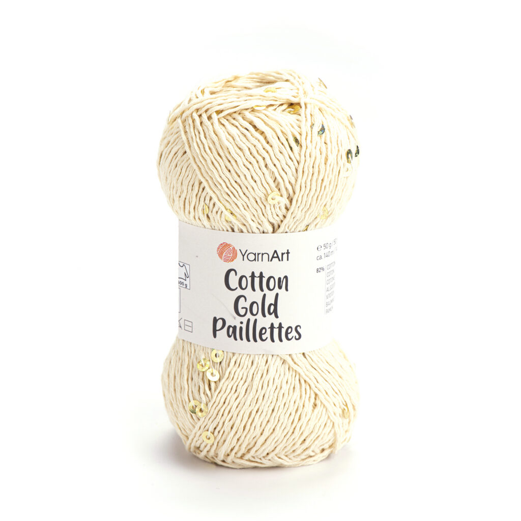 Włóczka YarnArt Cotton Gold Paillettes 7103 Kremowy