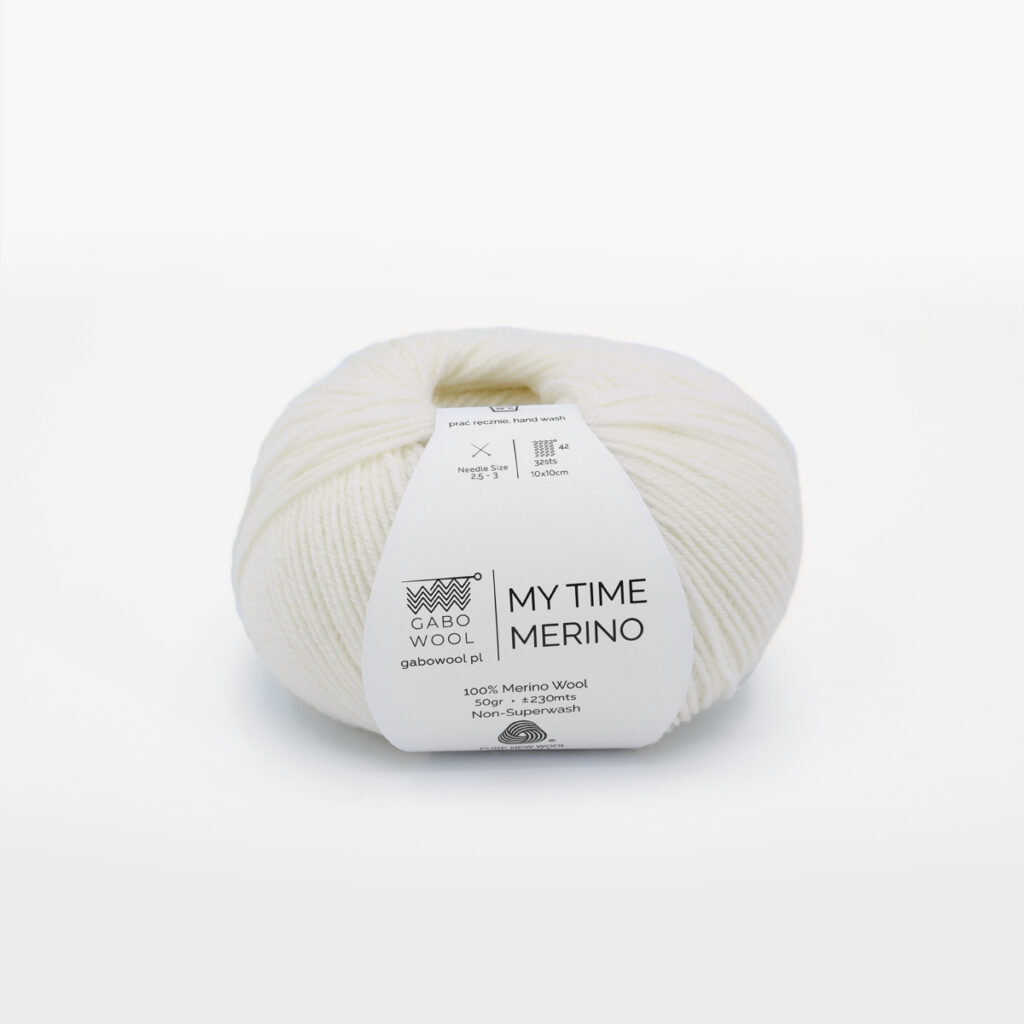 Włóczka Gabo Wool My Time Merino 100 Naturalna Biel