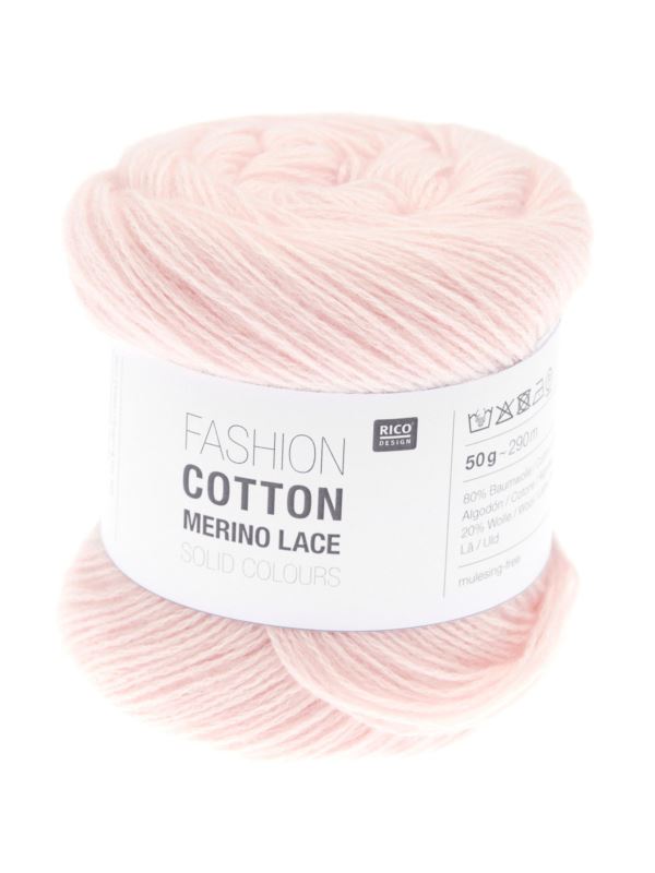 Włóczka Rico Design Cotton Merino Lace Solid Colors 003 Róż