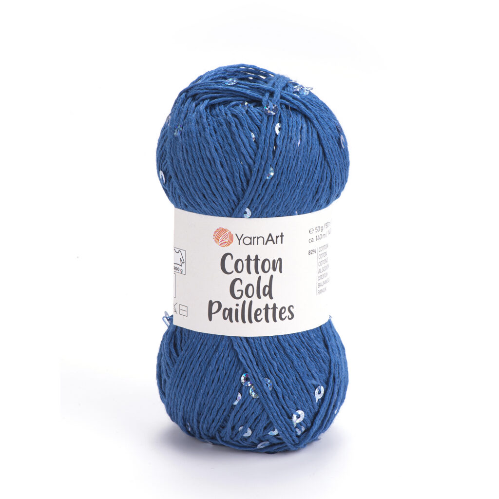 Włóczka YarnArt Cotton Gold Paillettes 7111 Niebieski