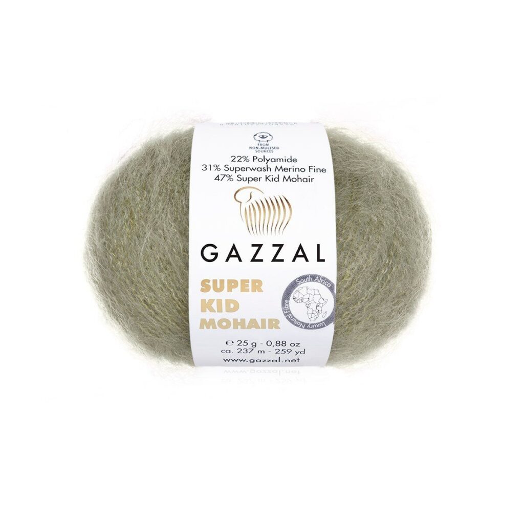 Włóczka Gazzal Super Kid Mohair 64407 Szaro-zielony