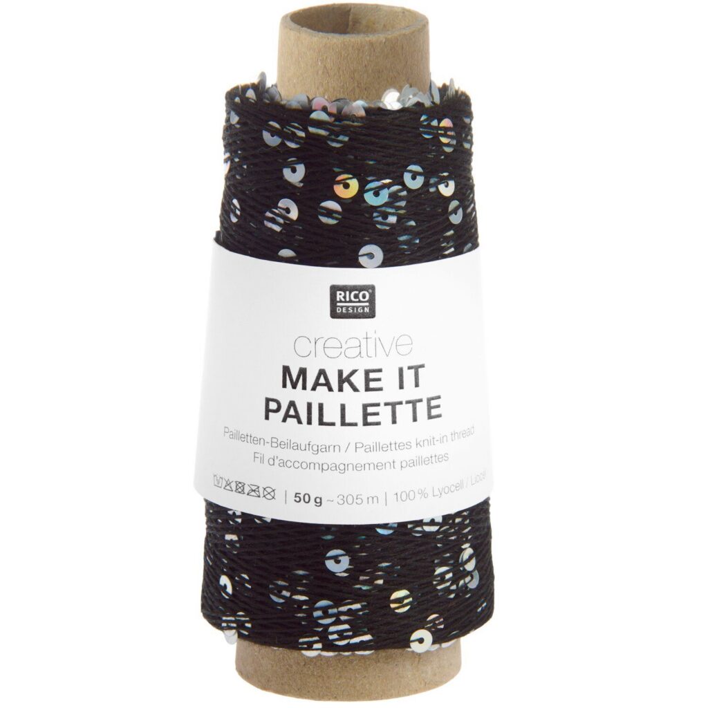 Włóczka Rico Design Creative Make It Paillette 012 Czarnosrebrny