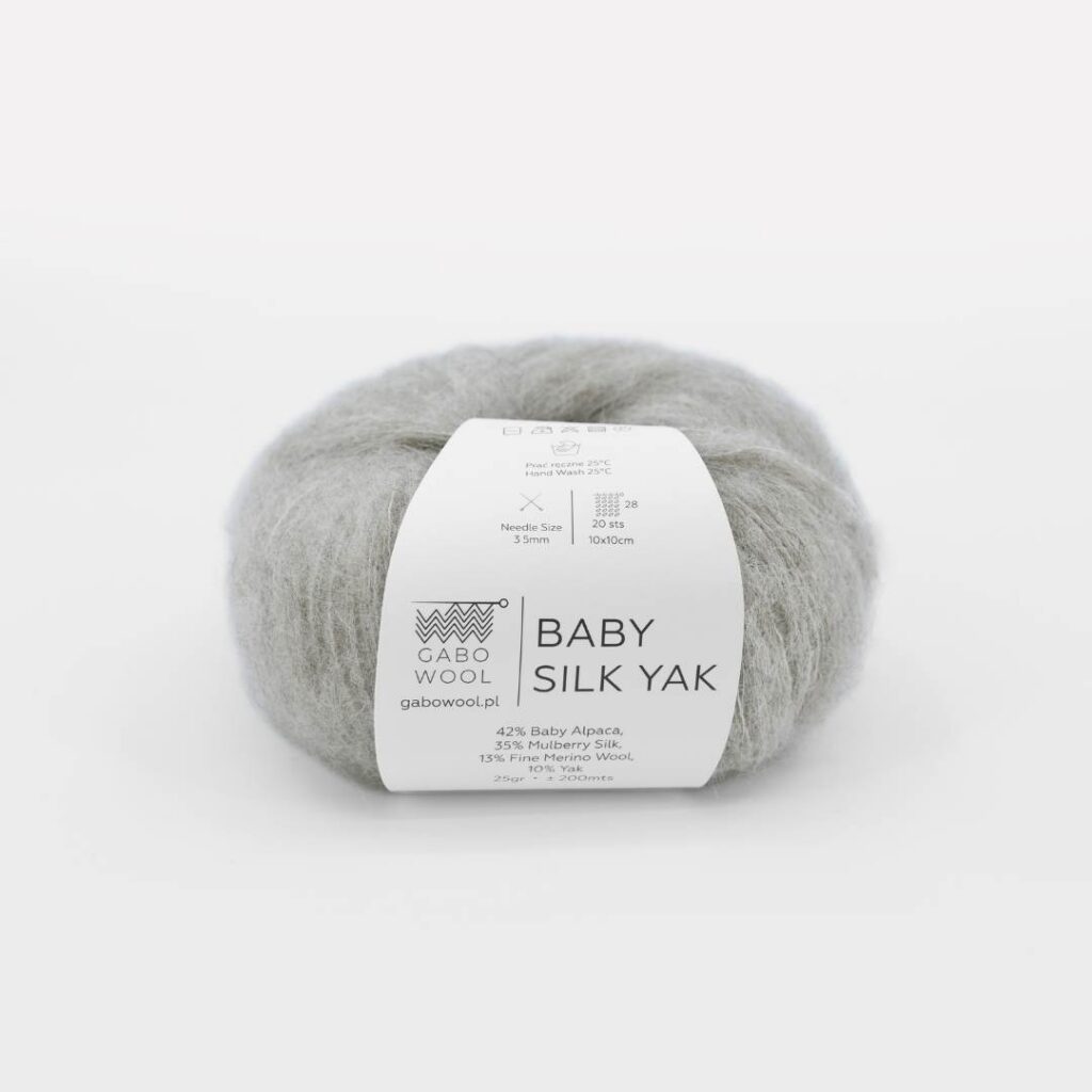 Włóczka Gabo Wool Baby Silk Yak 9636 Jasny Szary
