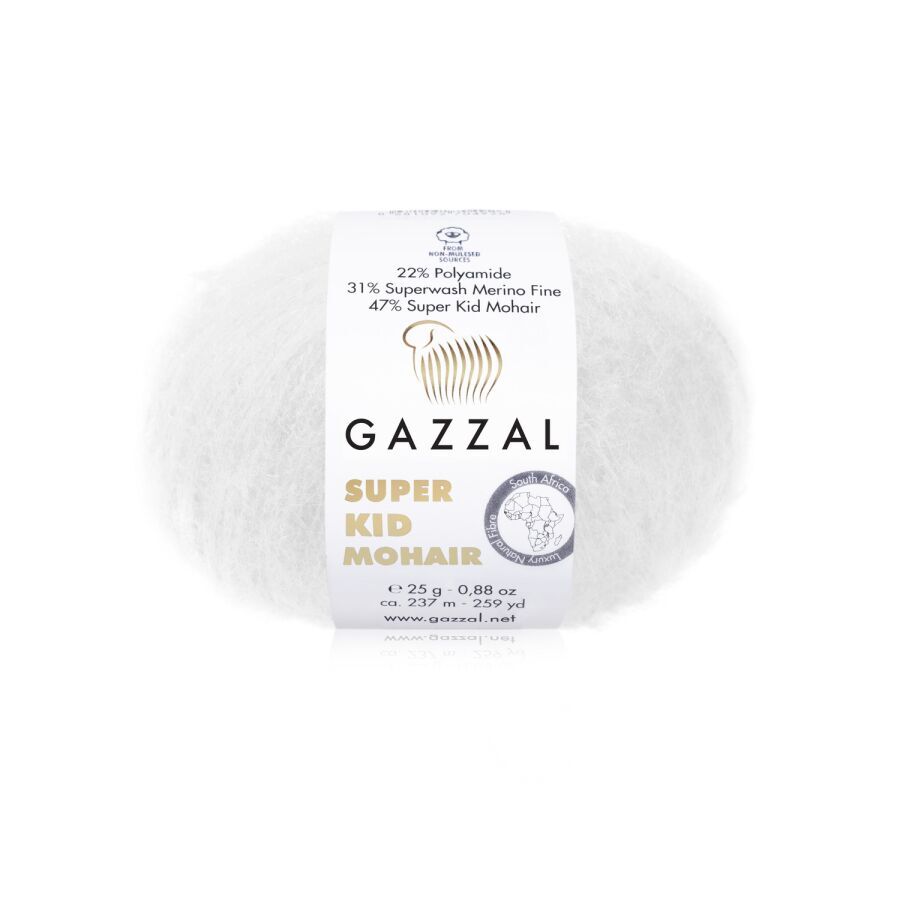 Włóczka Gazzal Super Kid Mohair 64439 Biały