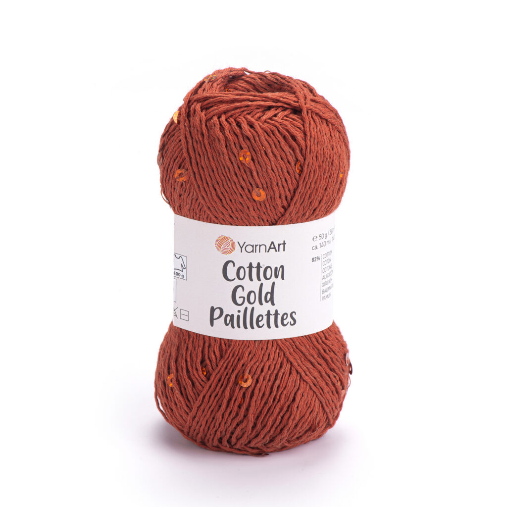 Włóczka YarnArt Cotton Gold Paillettes 7117 Cegła