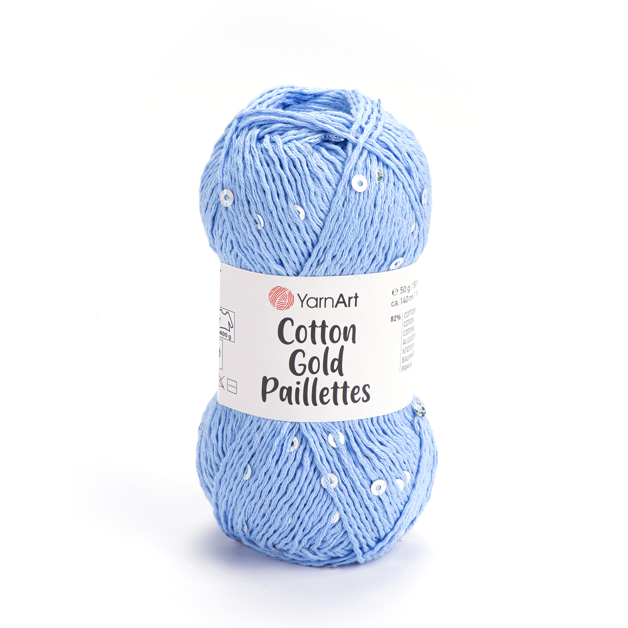 Włóczka YarnArt Cotton Gold Paillettes 7110 Niebieski