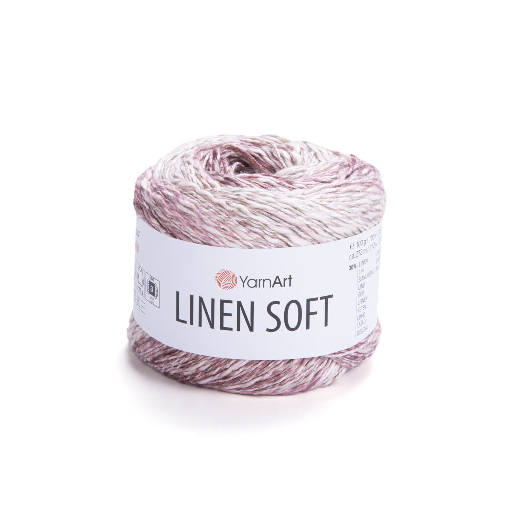 Włóczka YarnArt Linen Soft 7405 Różowo-Szary