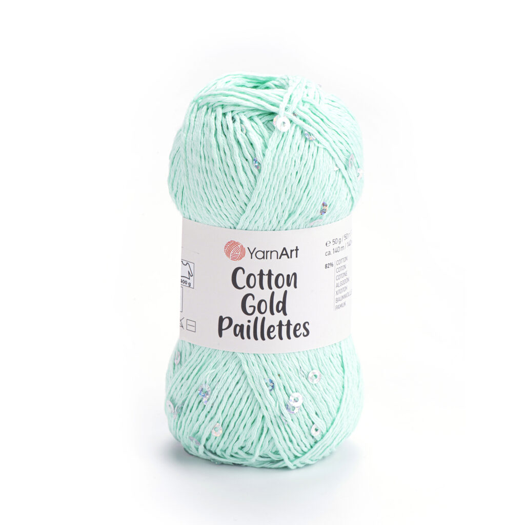 Włóczka YarnArt Cotton Gold Paillettes 7112 Turkus
