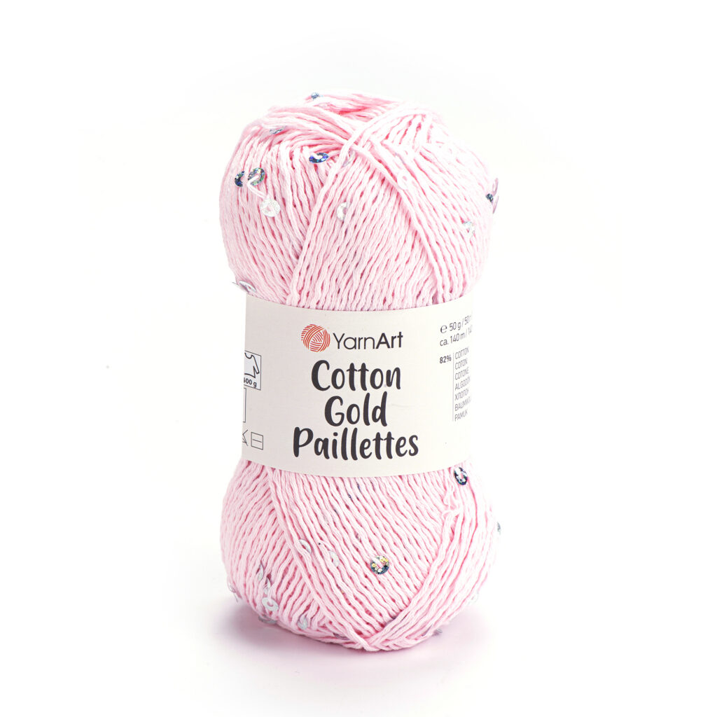 Włóczka YarnArt Cotton Gold Paillettes 7107 Jasny Róż