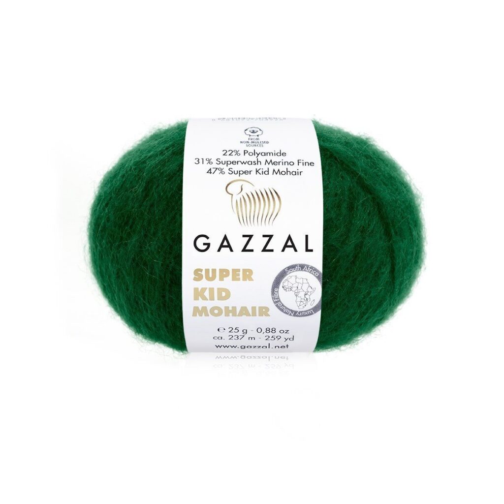 Włóczka Gazzal Super Kid Mohair 64428 Ciemny Zielony